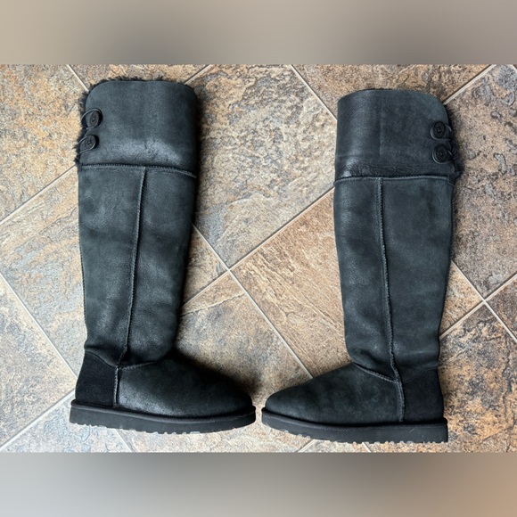 UGG Over the Knee Bailey Button Bomber Boots- Black, Women’s Size 8 - Picture 2 of 7